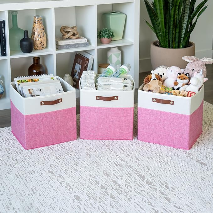 OrganiHaus 13x13 Cube Fabric Storage Bins Set of 4, Fabric Storage Cubes w/ - Image 4