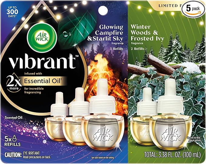 Air Wick Plug In Vibrant Scented Oil, Campfire + Winter Woods, Air Fresheners by AirWick
