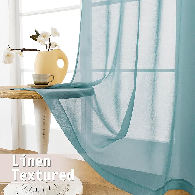 Tollpiz Sheer Door Curtain Closet Linen Textured Curtains Sheer Doorway Light - Image 4