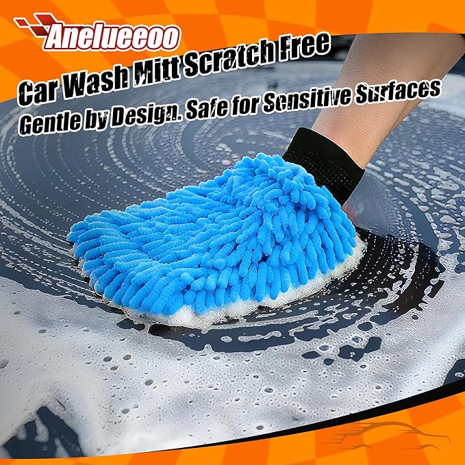 Car Wash Mitt Microfiber, Premium Chenille Microfiber Wash Car Mitts Sponge - Image 4