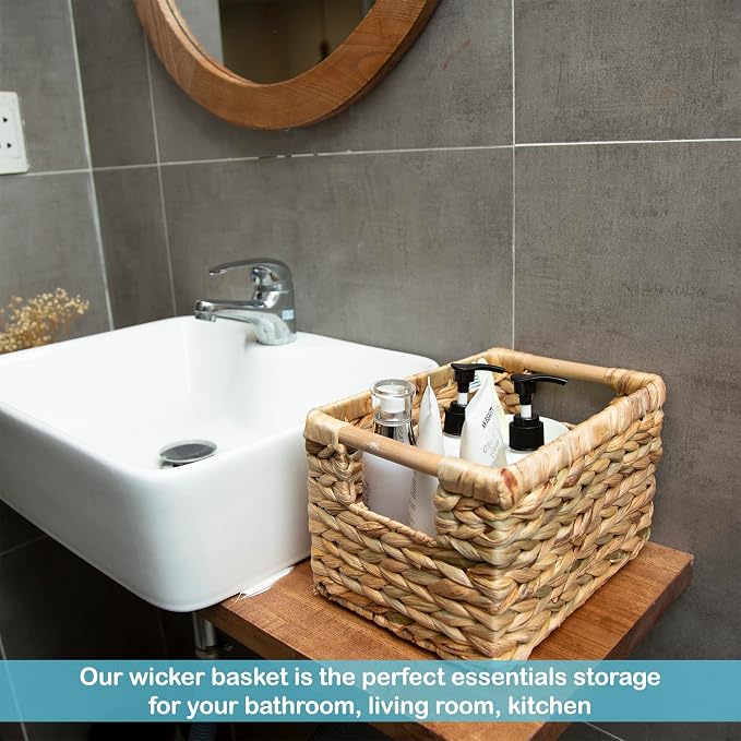 Small Wicker Baskets for Organizing Bathroom, Hyacinth Baskets for Storage - Image 5