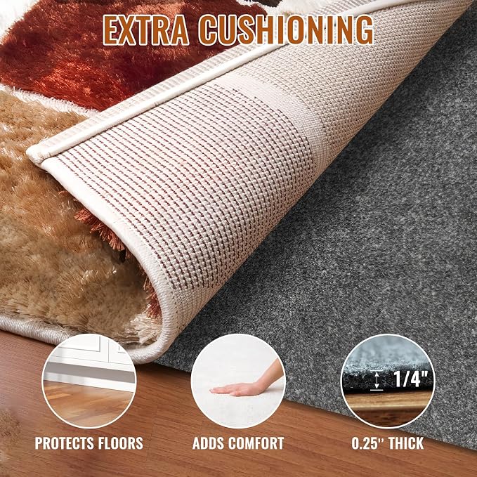 Felt Rug Pad, 9 x 12 Ft Rubber Non-Slip Rug Pad Gripper, Keep Rugs Secure and - Image 2
