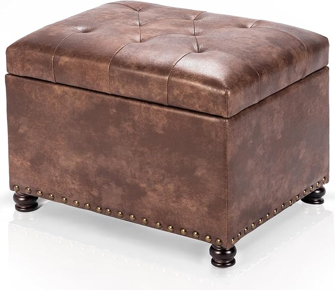 Joveco Leather Storage Ottoman, Foot Rest Stool by Joveco