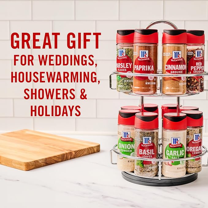 McCormick Spice Rack, Two Tier Chrome, Featuring 16 Herbs & Spices - Image 4