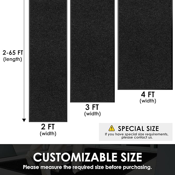3′ x 13′ Front Door Mat Indoor Outdoor Entrance, Commercial Floor Mat Heavy - Image 2