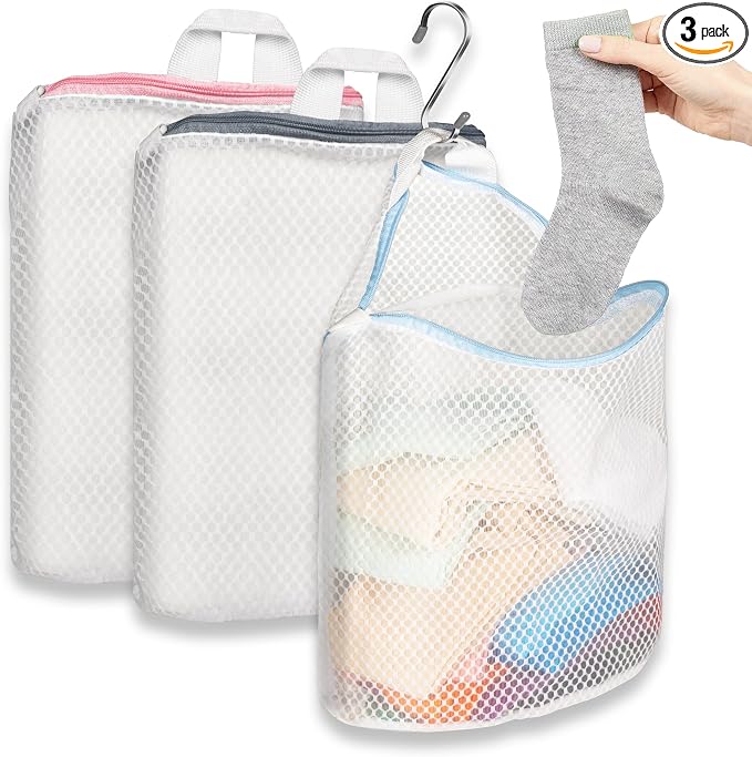 3Pcs Hanging Laundry Bags for Socks by Cociat