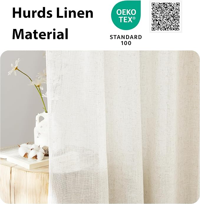 NICETOWN Linen Sheer Patio Door Curtain Drapery Panel - Image 5