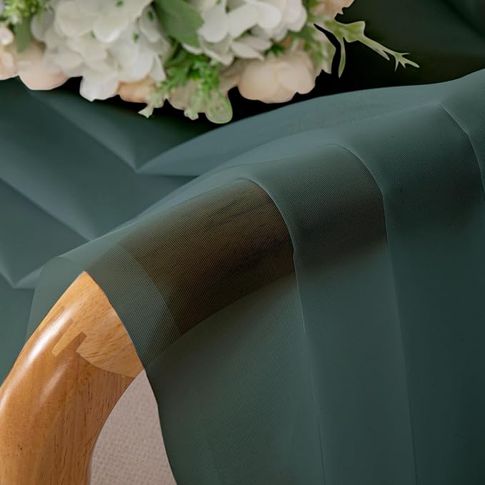 Chyhomenyc Hunter Green Sheer Curtains 45 Inch Long 2 Panels, Short Voile Drapes - Image 5
