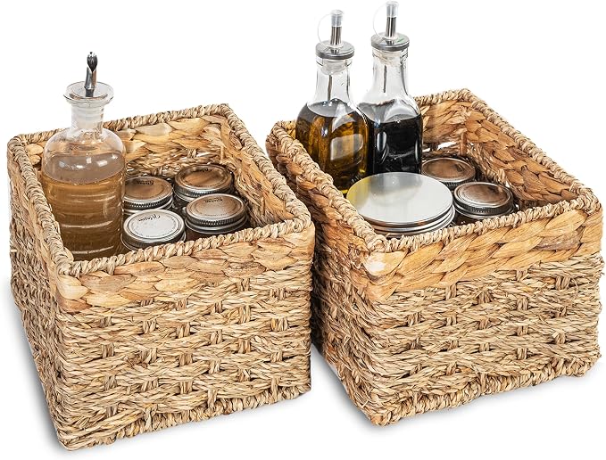 Small Wicker Baskets for Storage 2-Pack, Woven Baskets for Organizing Living by RUSTICHOMERESOURCES