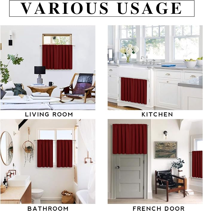 RYB HOME Short Curtains for Living Room Blackout Portable Blinds Shades for - Image 6