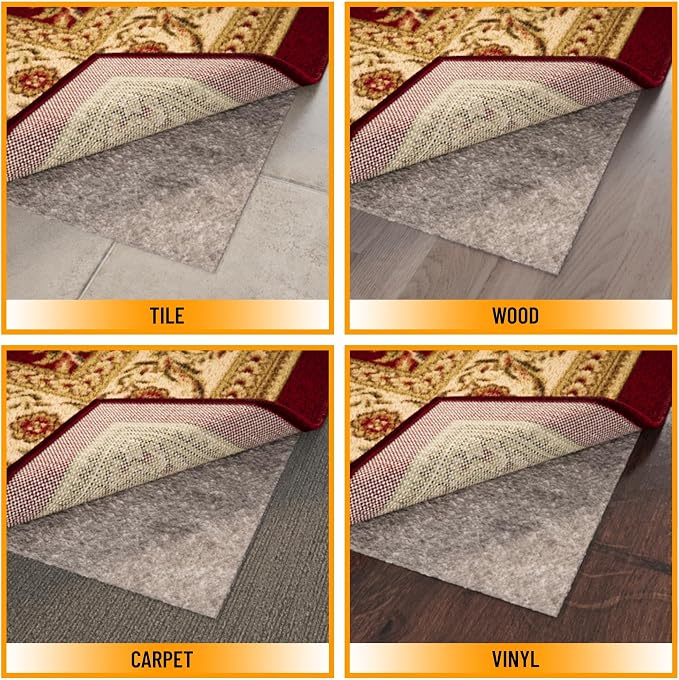 Ottomanson 2' x 8' Non-Slip Rug Pad Gripper 1/4 Inch Thick Dual Surface Felt + - Image 4