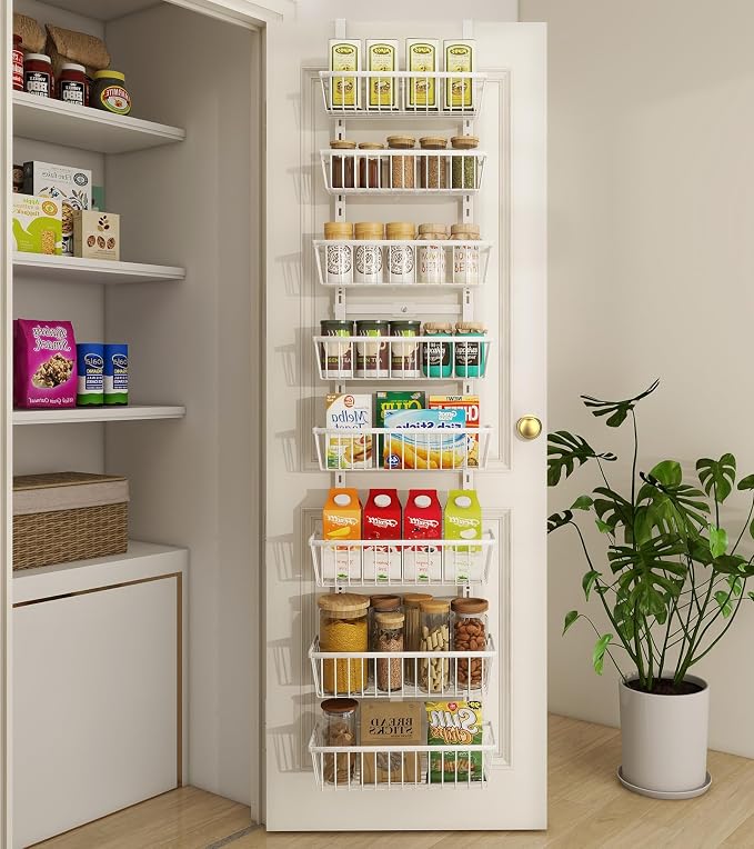 White 12 Inch Wide Narrow Over The Door Pantry Organizer, Pantry Organization by Mefirt