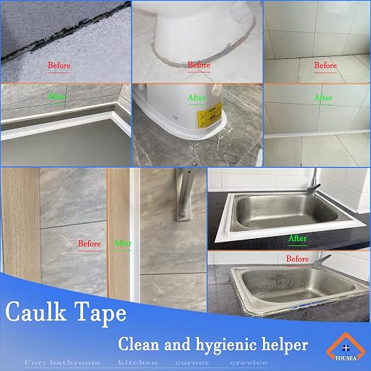White Caulk Tape for Bath & Kitchen, Caulking Tape for Bathroom Caulking White - Image 3