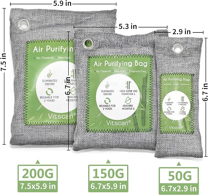 12 Pack Bamboo Air Purifying Bag, Activated Charcoal Bags Odor Absorber - Image 9