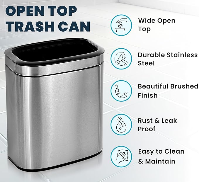 Alpine Stainless Steel Open Top Trash Can 5 Gallon - 20L Garbage Can - Image 5