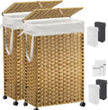 70L Slim Laundry Hamper with Lid & Wheels, 2-Park Rolling Laundry Basket with 4 by Hiagnete