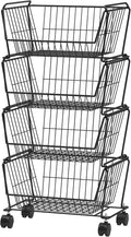 PUSDON 4-Tier Stackable Metal Storage Baskets, Anti-Rust Fruit Vegetable Rack by PUSDON