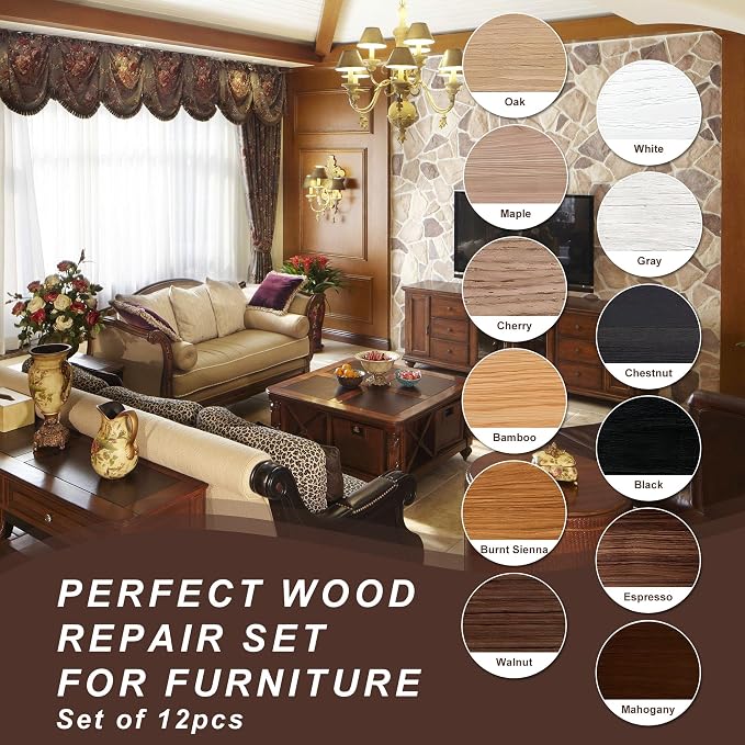 Wood Furniture Repair Kit, 12 Colors Wood Repair Kit, Wood Touch up Fillers - Image 6