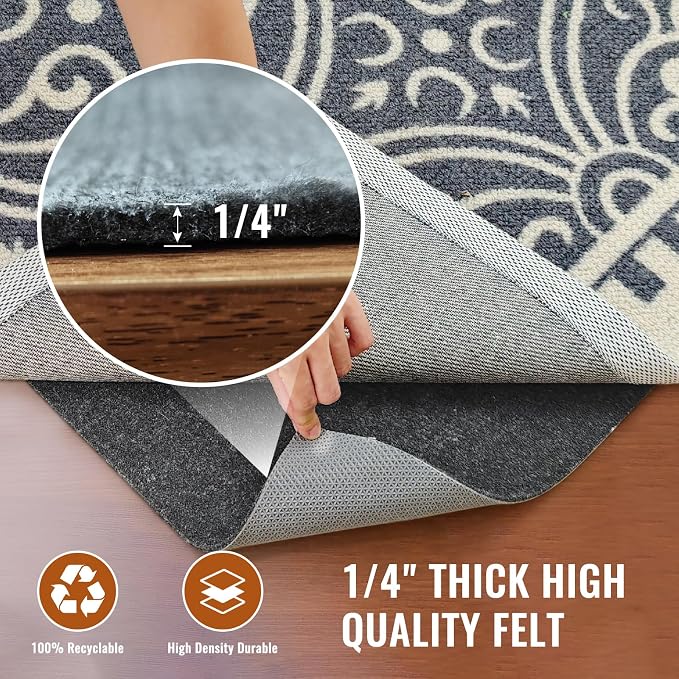 Felt Rug Pad, 2 x 10 Ft Rubber Non-Slip Rug Pad Gripper, Keep Rugs Secure and - Image 4
