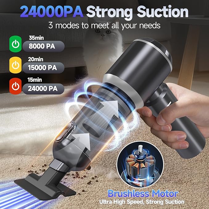 Car Vacuum Portable Cordless, Small Handheld Vacuum Cleaner - Image 2