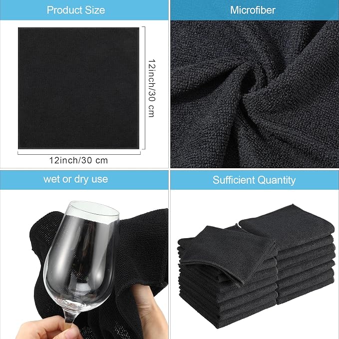 Tenare 100 Pack 12'' x 12'' Microfiber Cleaning Cloths Reusable Cleaning Rags - Image 2