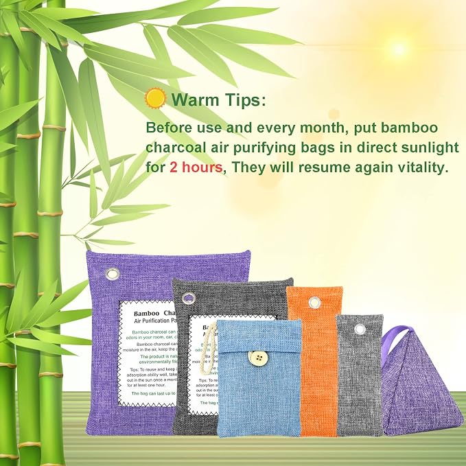 Bamboo Charcoal Bags Odor Absorber 4 Pack×500g Bamboo Charcoal Air Purifying - Image 2