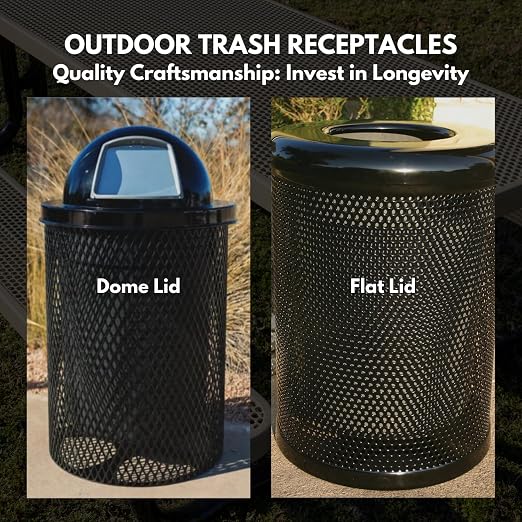 COATEDOUTDOORFURNITURE RFT-P-Gry Heavy Duty Round Trash Receptacle - Image 4