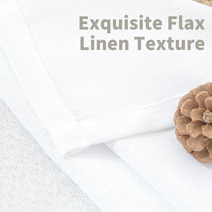YoungsTex White Linen Semi Sheer Curtains 108 Inch Length 2 Panels, Light - Image 4