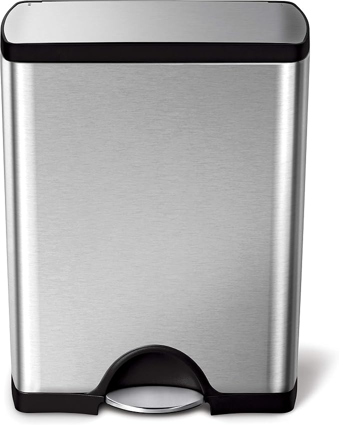 simplehuman 50 Liter / 13.0 Gallon Rectangular Kitchen Step Trash Can, Brushed by Simplehuman