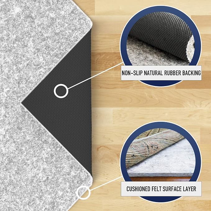 RUGPADUSA - Dual Surface - 12' Square - 1/4" Thick - Felt + Rubber - Non-Slip - Image 3