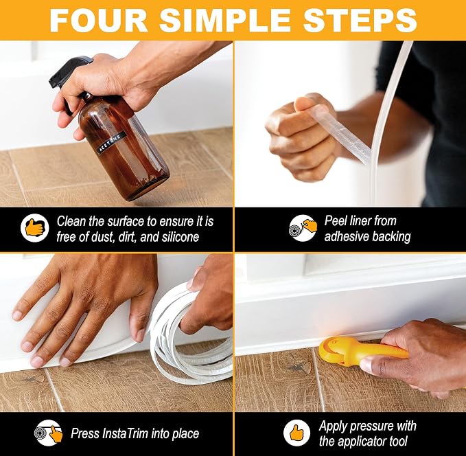 InstaTrim The Original Flexible Trim - 50ft White 1/2" Wide Caulk Tape - - Image 7
