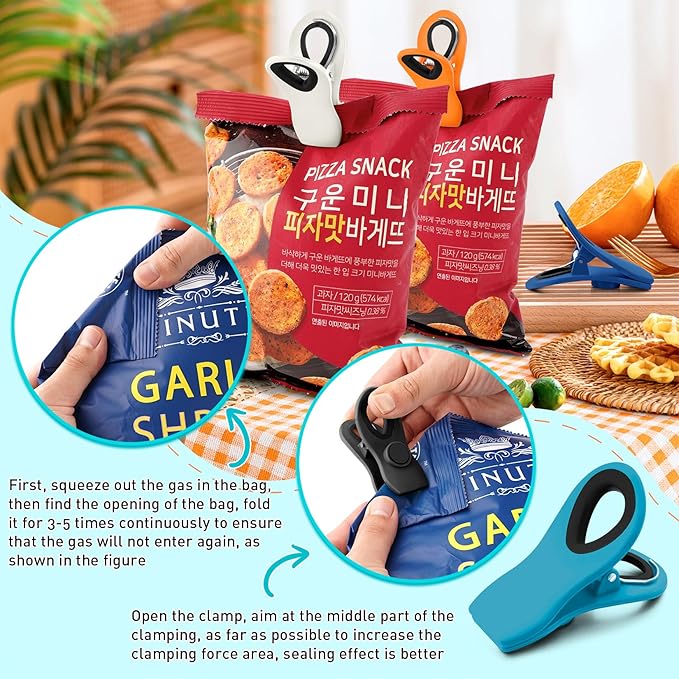 12 Pack Chip Clips, Colorful Magnetic Clip, Plastic Bag Clips - Image 4