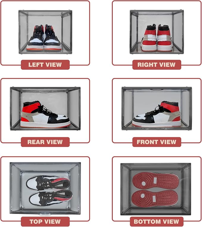 Shoe Organizer for Closet Clear Storage Box Sturdy Plastic Stackable Shoe Rack - Image 4