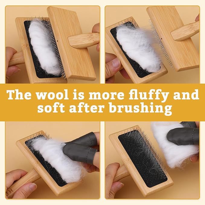 2 Pcs Large Wooden Wool Carders, Needle Felting Carding Brushes Tools - Image 4