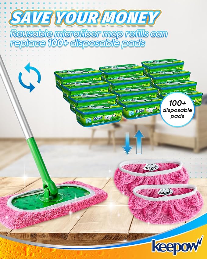 KEEPOW 6 Pack Reusable Mop Pads Compatible - Image 3