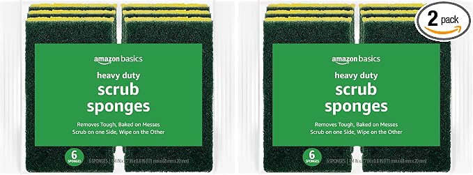 Amazon Basics Cleaning Sponges, Heavy Duty Scrub Sponges by AmazonBasics