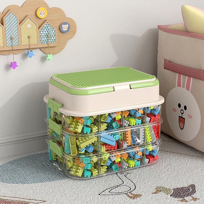Toy Storage Organizer Box with Handle, Stackable Building Block Toy Box with by joyingbaby