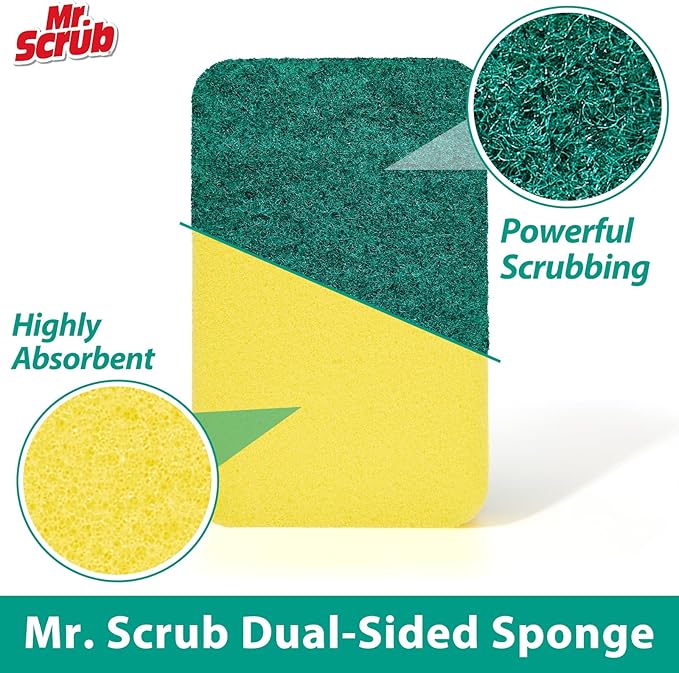 Sponges Kitchen Scrub Dish Sponge Scouring Pad, 24 Pack Cleaning Brush Scrubber - Image 3