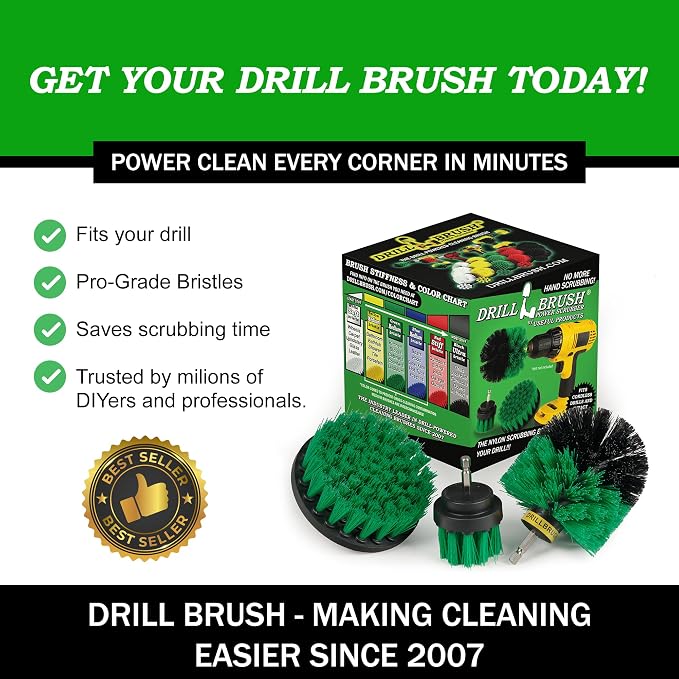 Drillbrush Green Kitchen Drill Brush Set – Drill Powered Cleaning Tools - Image 6