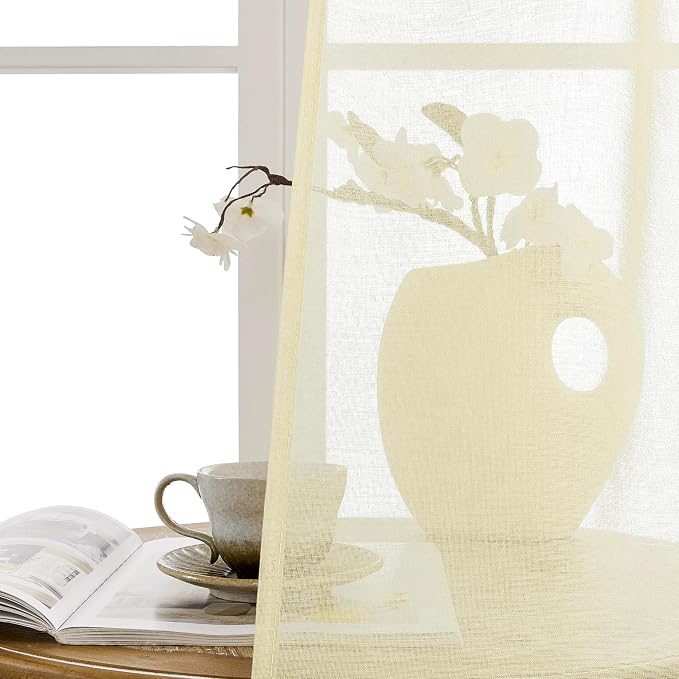 Tollpiz Small Sheer Door Curtain Closet Linen Textured Curtain Sheers Doorway - Image 9