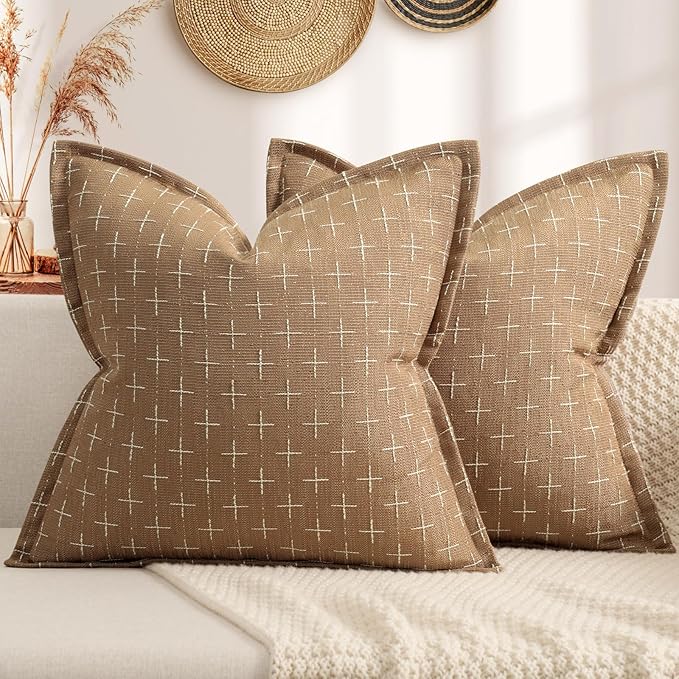 ZWJD Throw Pillow Pillow Covers 18x18 Set of 2 Soft Polyester Textured Pillow by ZWJD