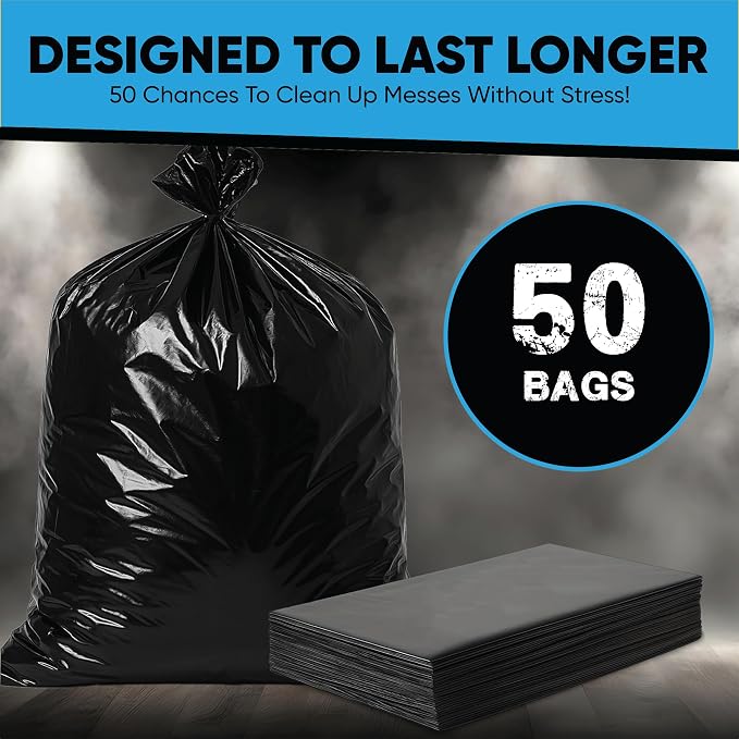 Contractor Garbage Bags 55 Gallon Heavy Duty | 50 Count | 3 Mil Construction - Image 3