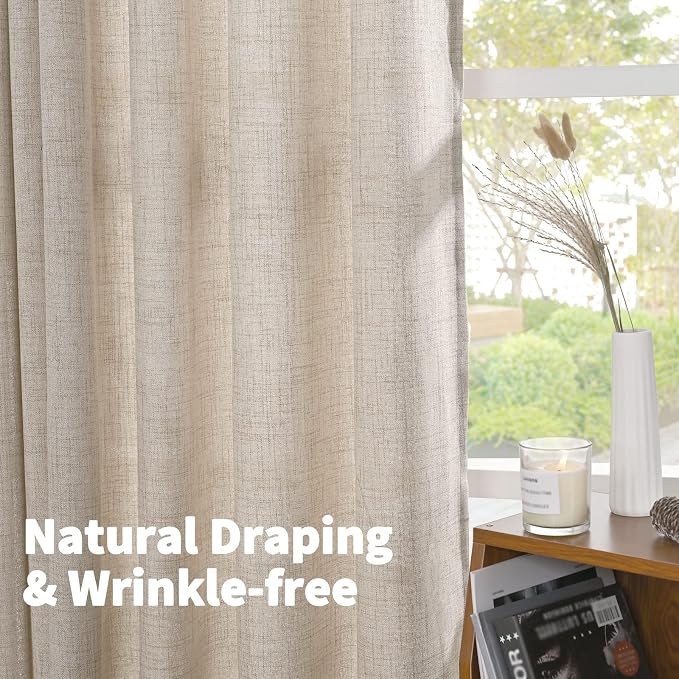 YoungsTex Linen Semi Sheer Curtains 63 Inch Length 2 Panels - Image 5