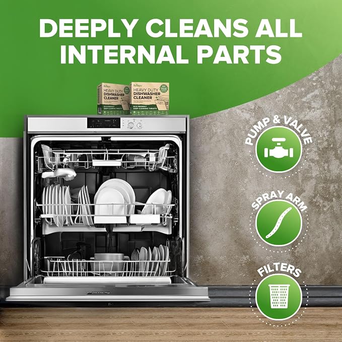 Heavy Duty Dishwasher Cleaner and Deodorizer Tablets, Deep Cleaning, Natural - Image 3