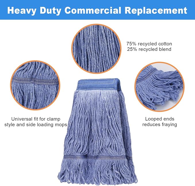 2 Pack Mop Head Replacement, Cleaning Heavy Duty Mop Head Commercial Replacement - Image 2