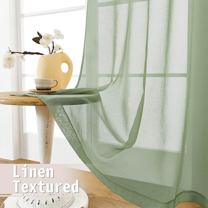 Tollpiz Small Sheer Door Curtain Closet Linen Textured Curtain Sheers Doorway - Image 4