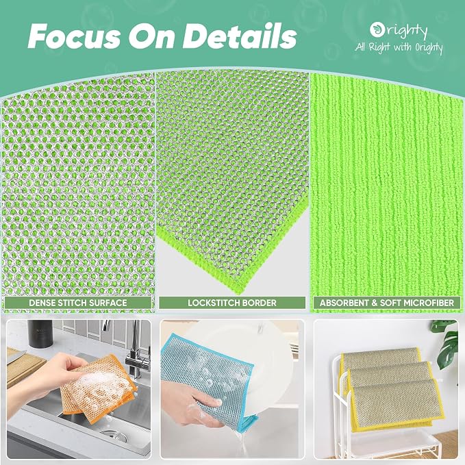 Orighty Multipurpose Wire Dishwashing Rag 12 Pcs, Upgraded Double-Layer - Image 3