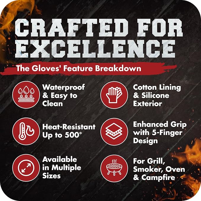 KITCHEN PERFECTION S Silicone Smoker Oven Gloves -Extreme Heat Resistant BBQ - Image 9