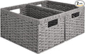 StorageWorks Round Paper Rope Storage Baskets, Rectangular Wicker Baskets by StorageWorks