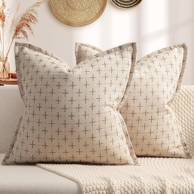 ZWJD Pillow Covers 22x22 Set of 2 Soft Polyester Textured Pillow Covers by ZWJD